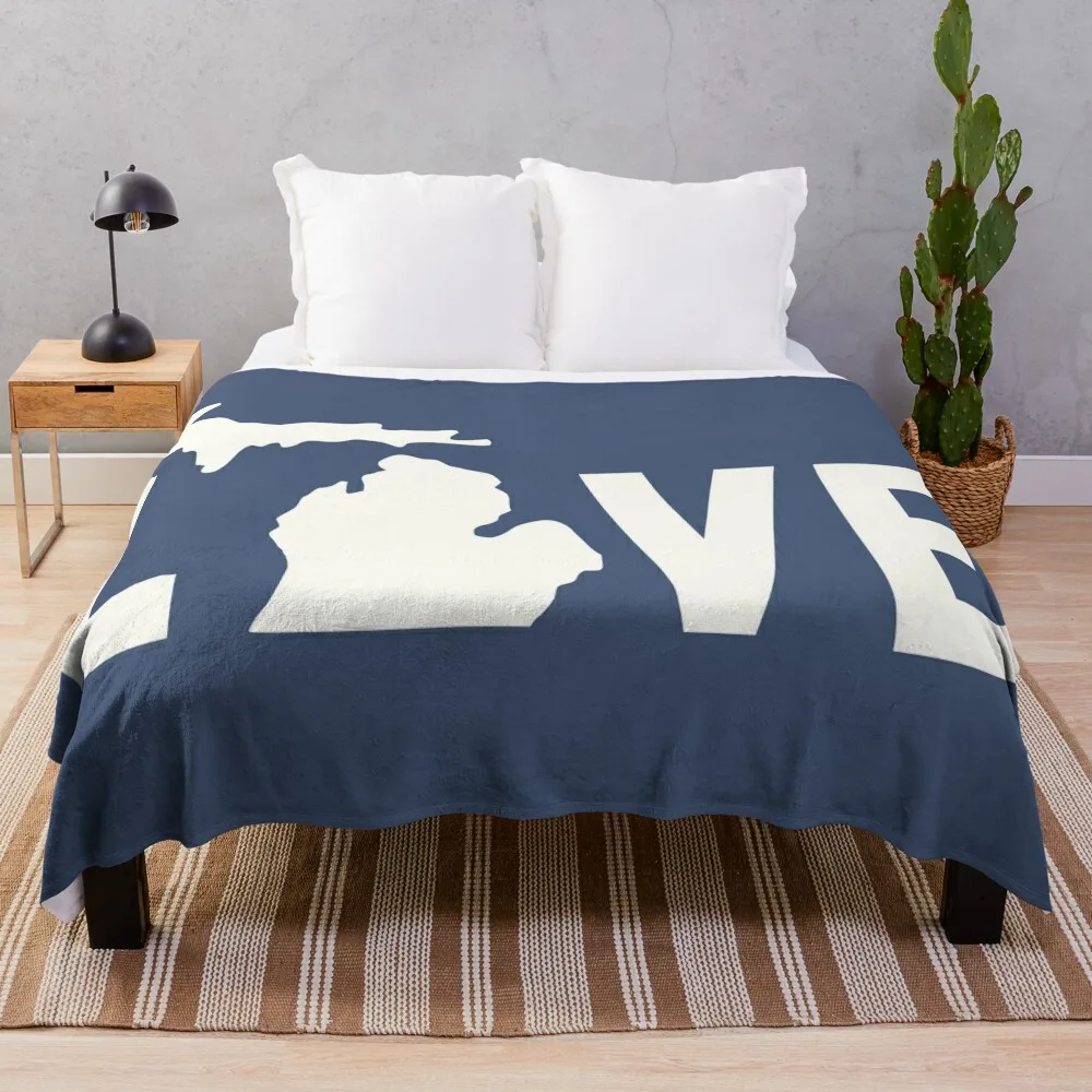 

Michigan Love - All White Throw Blanket wednesday Beautifuls Blankets