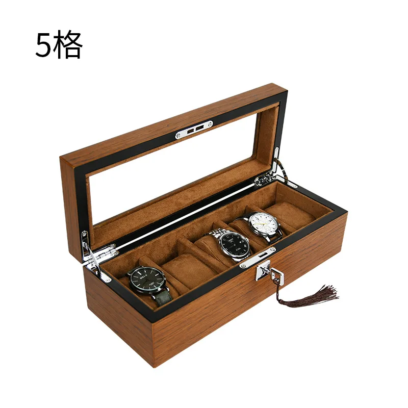 

Wooden Watch Storage Box Vintage Display with Lock Solid Wood Storage Gift