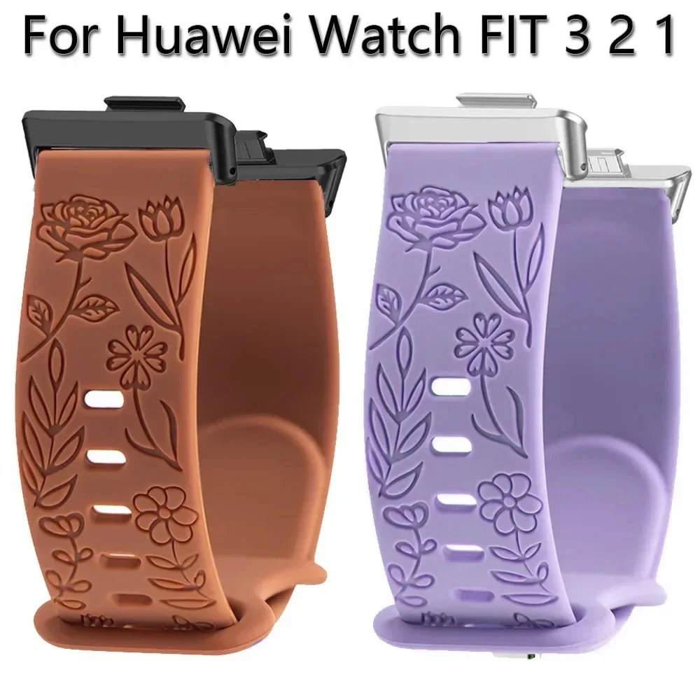 Prints Design Silicone Band For Huawei Watch Fit 3 Strap Bracelet Engraving Watchband For Huawei Watch Fit2/1 Smartwatch Correas