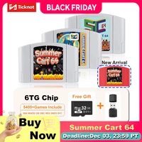 Tarjeta de juego SummerCart 64 5400 en 1 para cartucho de juego Retro N64 ED 64 para Nintendo 64 con tarjeta TF de 32GB sin restricción de regiones