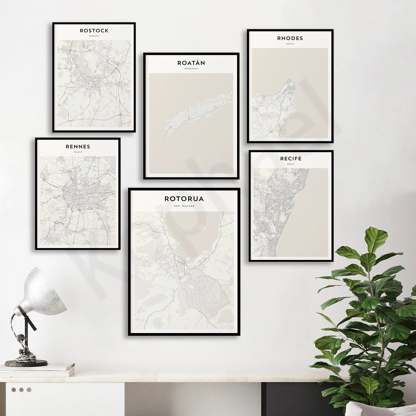 Sabadell,Rotorua,Salbru,Rostock,Roatan,Riyadh,Rivno,Rio de Janeiro,Rhodes,Rennes,Recife,Reggio Calabria,City Maps Posters