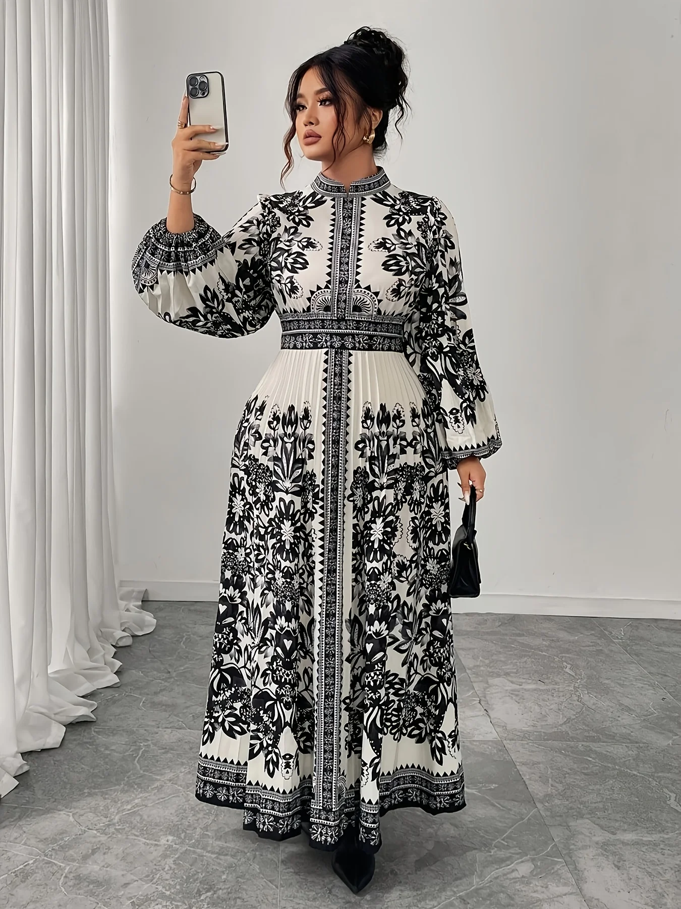 

plus Size Fashionable Ethnic Print Dress Elegant And Stylish Dress