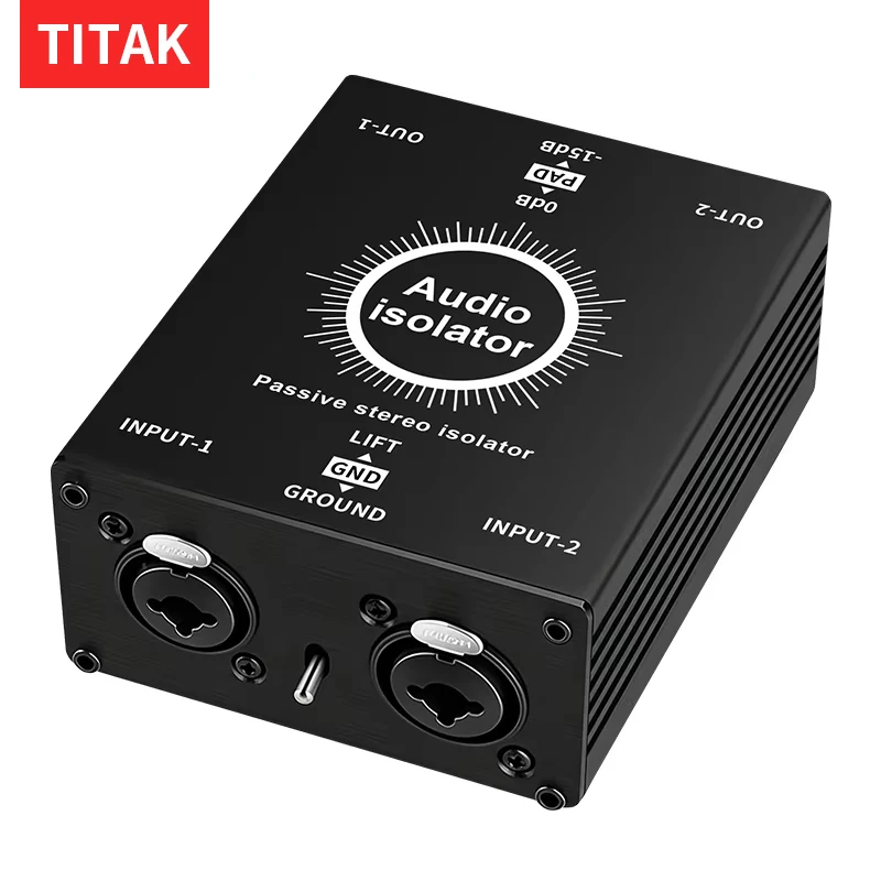 Professional XLR 6.35mm HiFi Stereo Ground Loop Isolator, Audio Noise Filter Hum Eliminator Box for Audio System