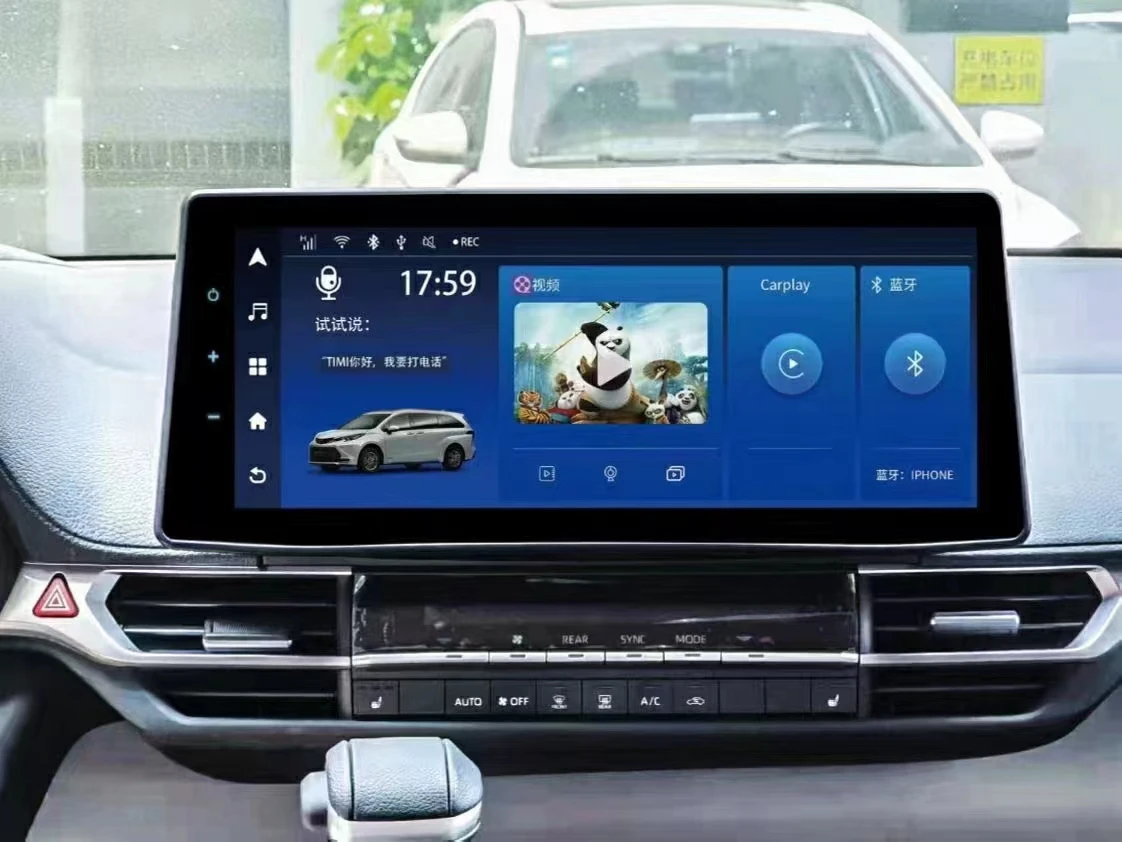 راديو سيارة 12.3 بوصة لسيارة تويوتا سيينا 2020 2021 2022 مشغل ستيريو للوسائط المتعددة نظام تحديد المواقع والملاحة وحدة Carplay 4G DSP Ai شاشة WIFI