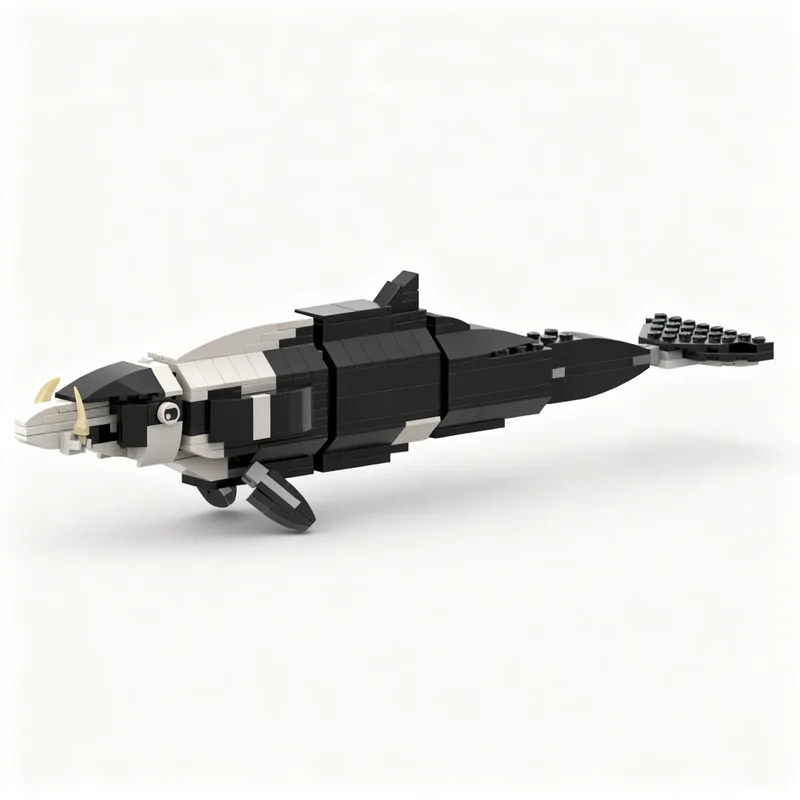 241pcs MOC Strap-toothed Whale Black White Creator Creator 3-in-1 Model Building Blocks Construction Education Brick Birthday