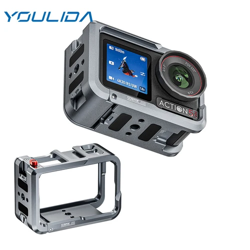 Imagen 1 del producto Accesorios para cámara DJI Osmo Action 5 Pro, jaula de Metal para conejos, soporte de montaje de expansión de aluminio, marco de protección integral