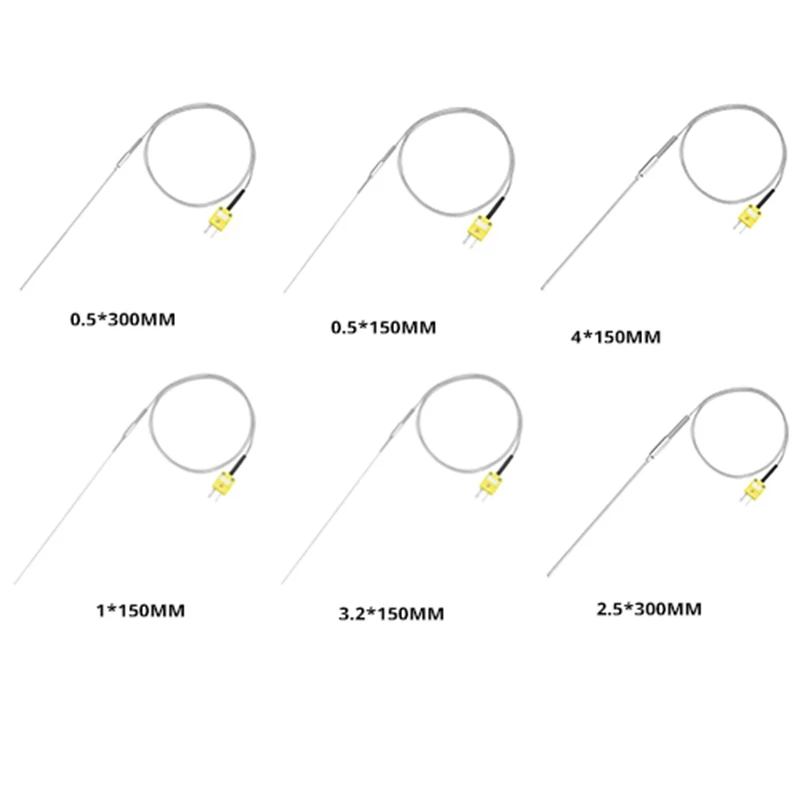 

WCS-K Type Thermocouple With Plug, Meter Temperature Sensor Probe -50 To 1100°C,3.3Ft Wire