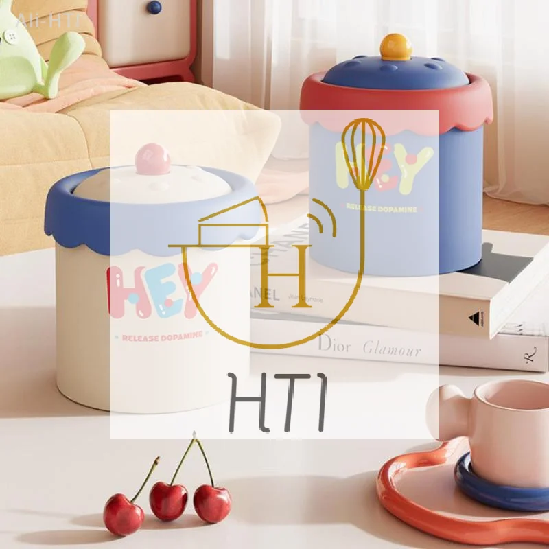 Desktop Trash Can Small Cute With Lid Storage Bucket Home Office Storage Bedroom Small Waste Basket