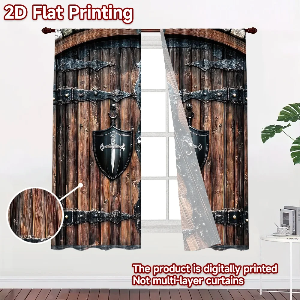 1pc 2D flat Photography Backdrop Photography Backdrop Castle Gate with Shields 100% Polyester Holiday Decorations for Suitable