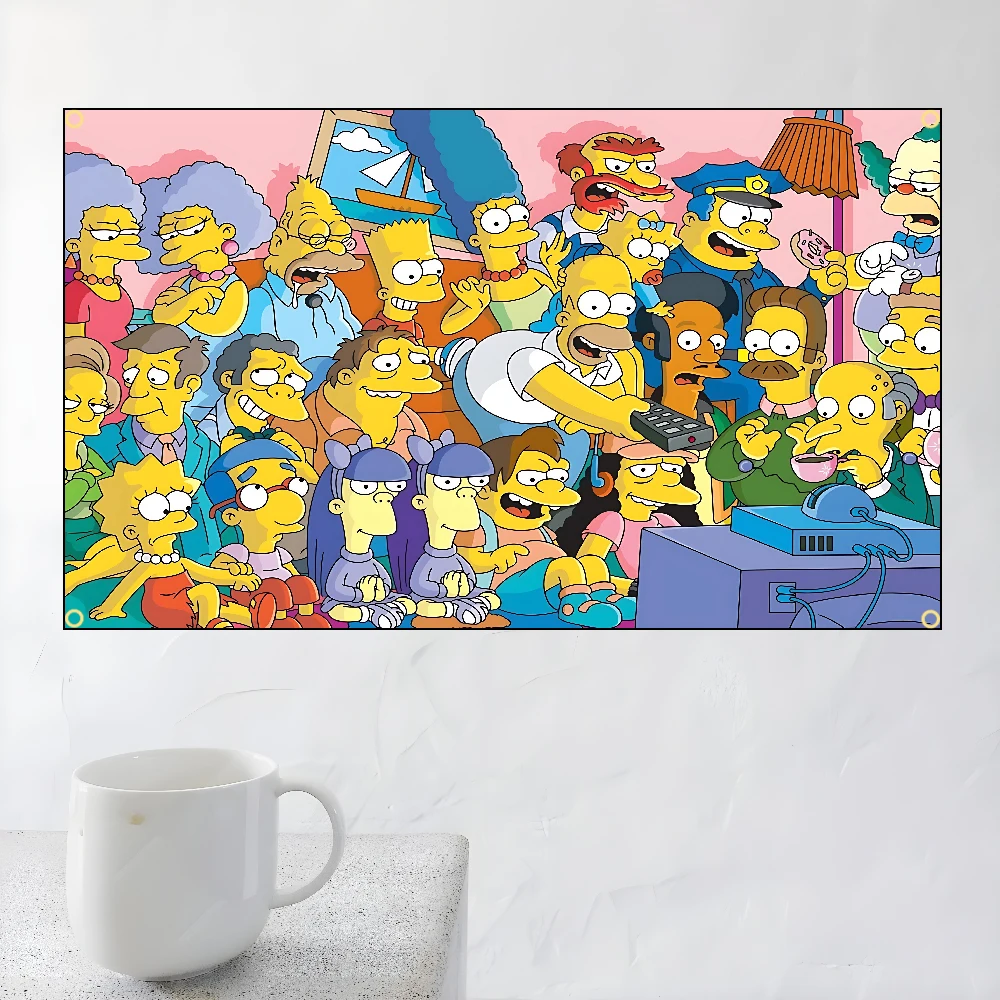 Cartoon S-Simpsons Cool Flag Polyester Printed Banner For Home Decoration