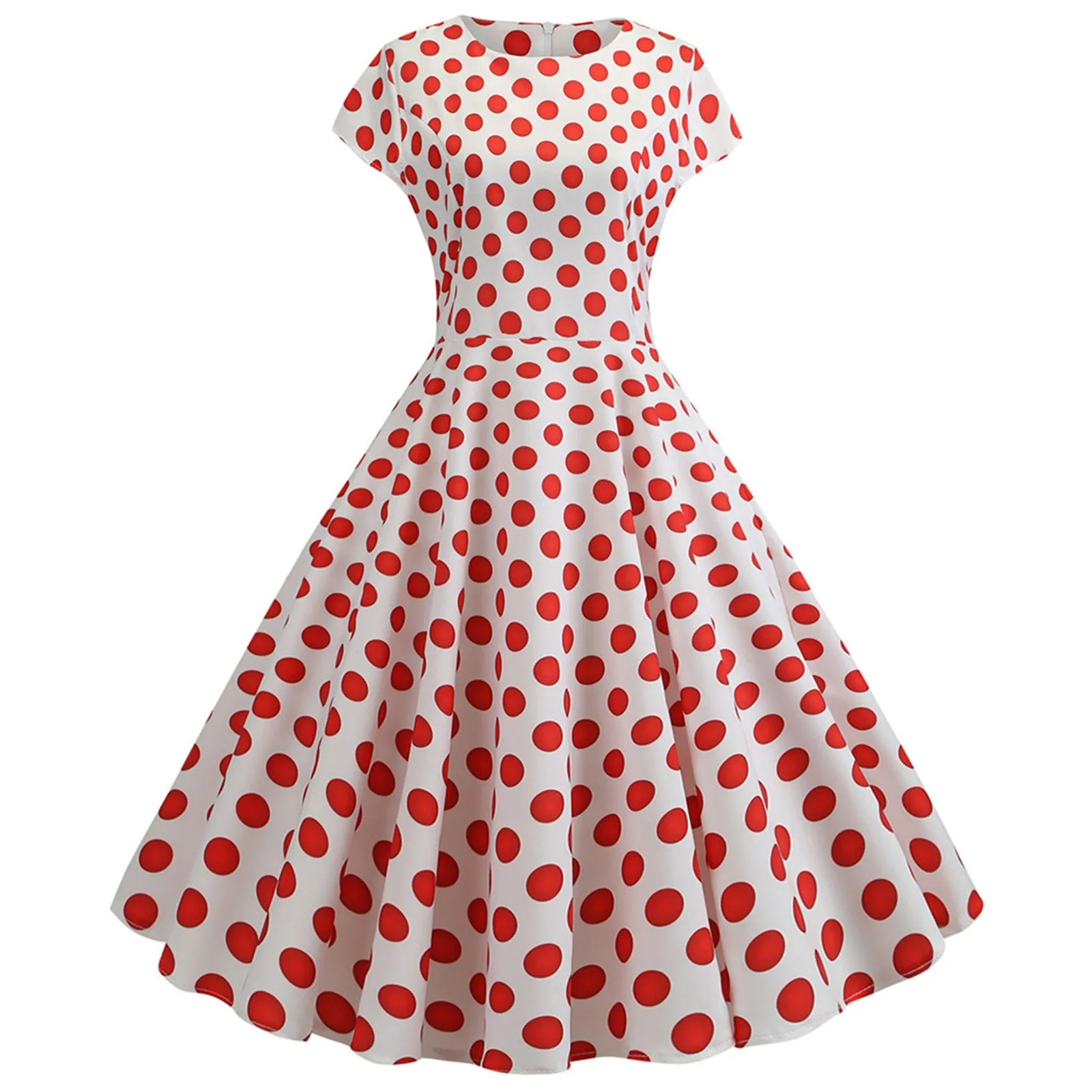 Women Vintage 1950s Retro Short Sleeve Dot Print Evening Party Prom Swing Dress Vestidos Ropa Para Mujer 여성여름원피스 платье летнее