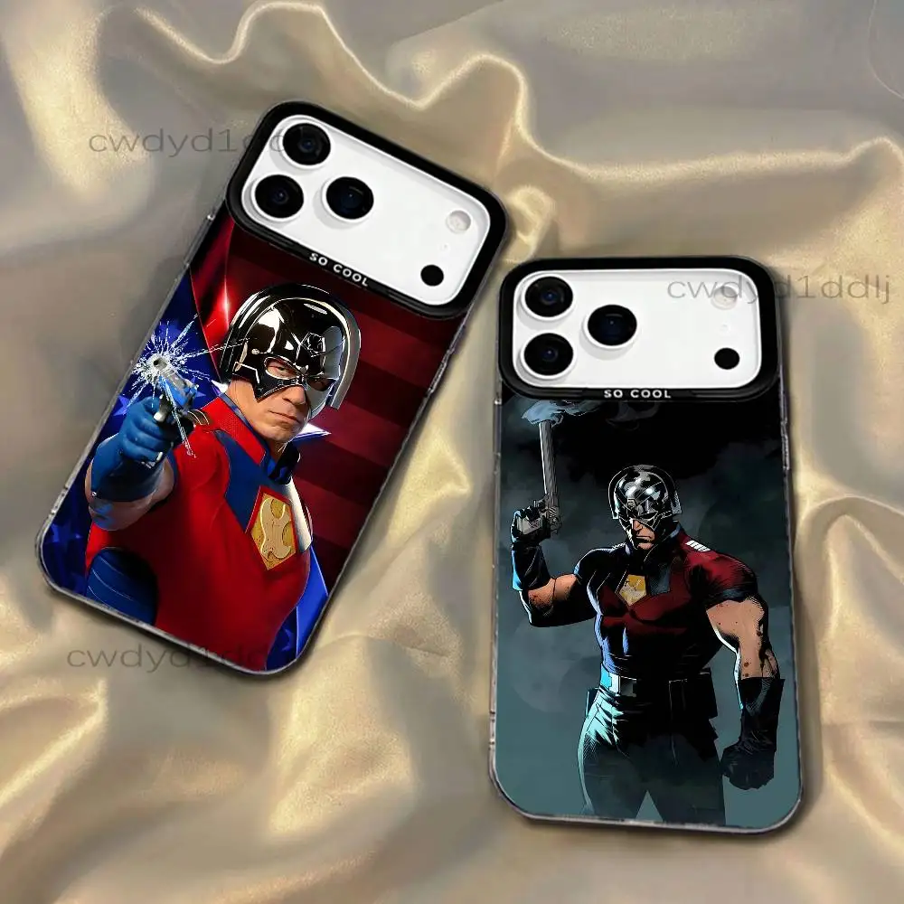 

P-Peace Super Heros Maker For iPhone 17,16,15,14,13,12,X,8,Pro,Max,Plus,SE4,Air,Mini Black IMD Matte Case