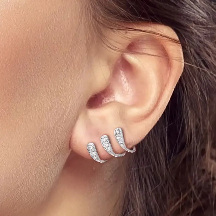 

925 Silver Earring For Woman Water Droplet Combination Zircon Stud Original Earring Jewelry