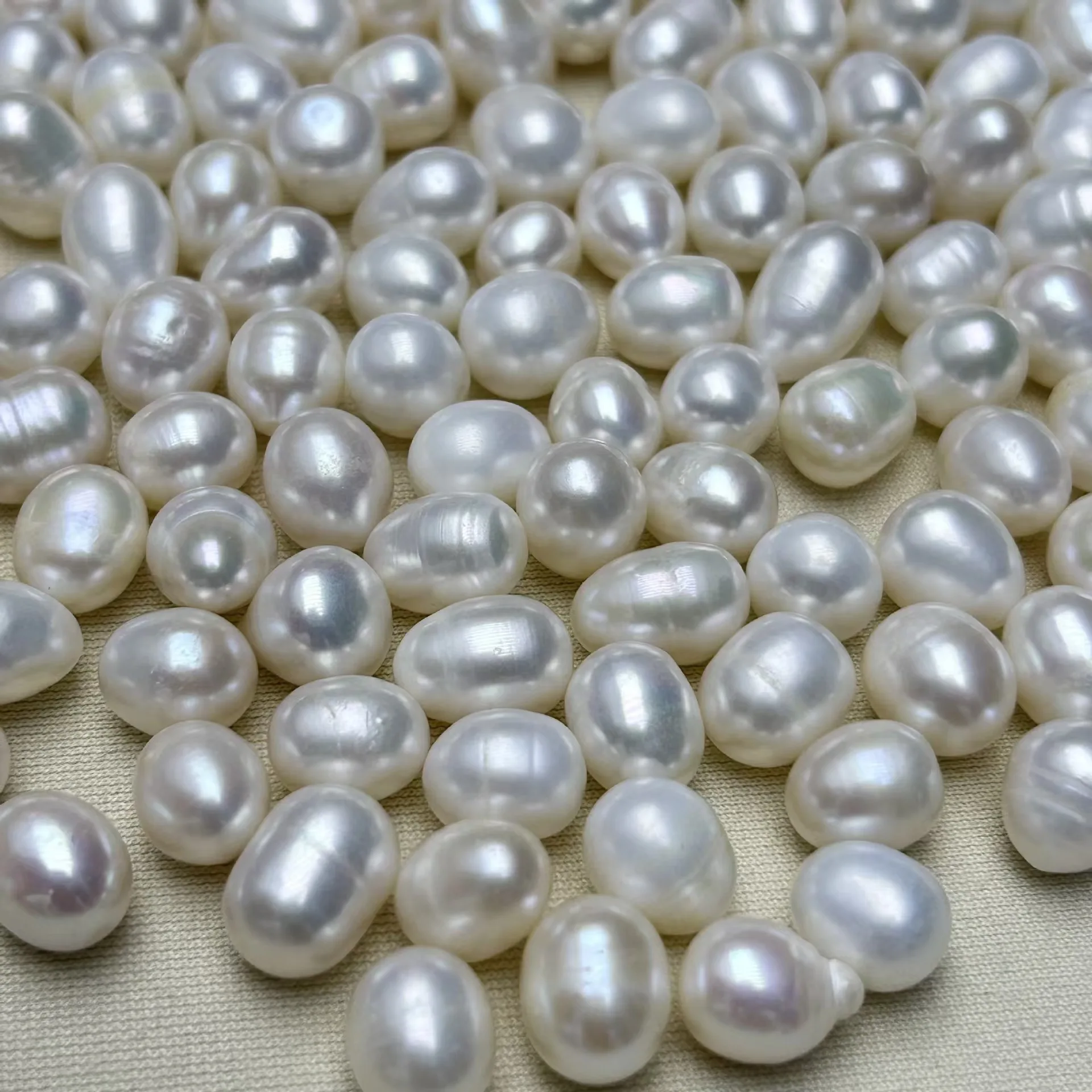 Wholesale Punch Loose White Pearls Natural 2A 3A  4A Excellent Quality Freshwater Cultured Rice Pearl  for Jewelry Making DIY