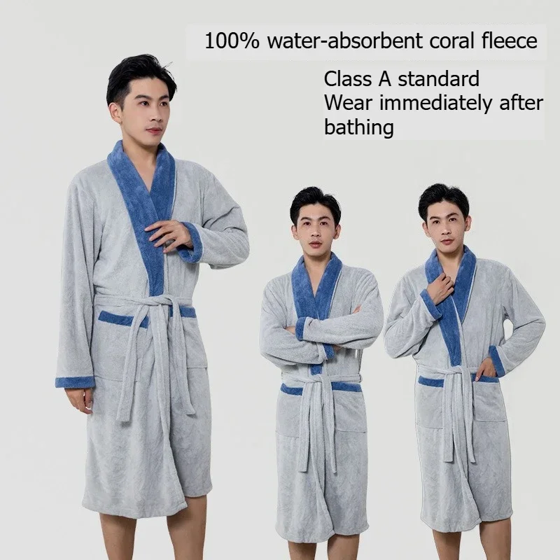 New pajamas, thickened and elongated coral velvet dressing gowns, men's flannel bathrobes, and absorbent couples' yukata