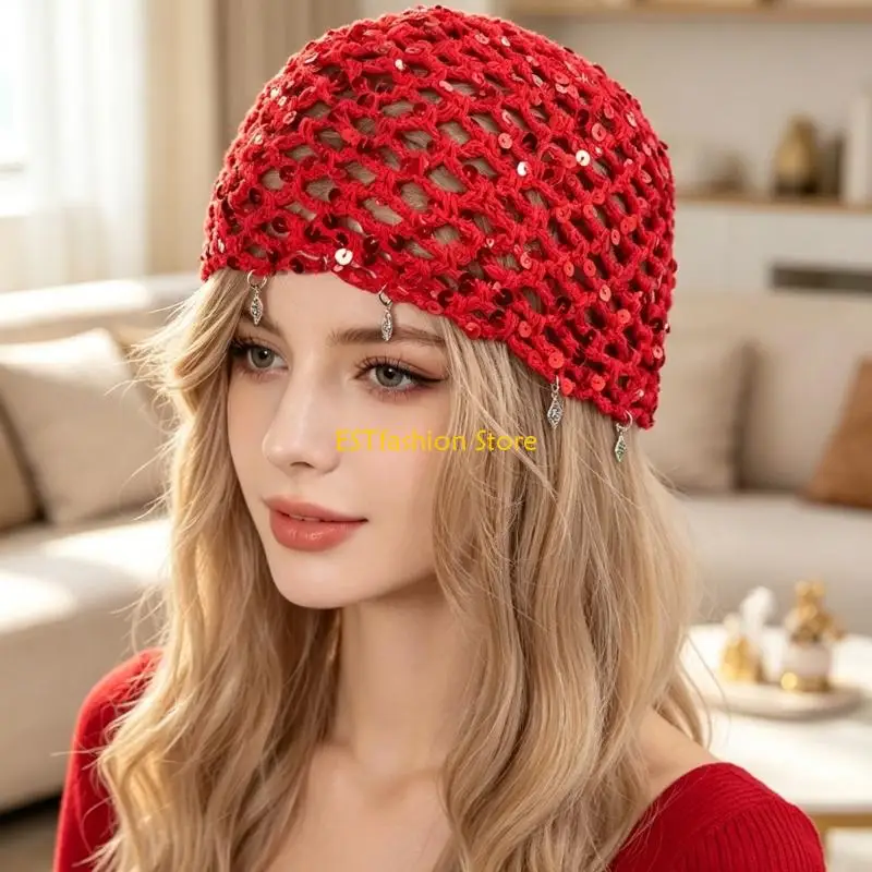 Y5GC Breathable Crochet Cap Openwork Hat Soft Foldable Mesh Head Covering Outdoor Hat for Warm Weather Daily Wear Travel