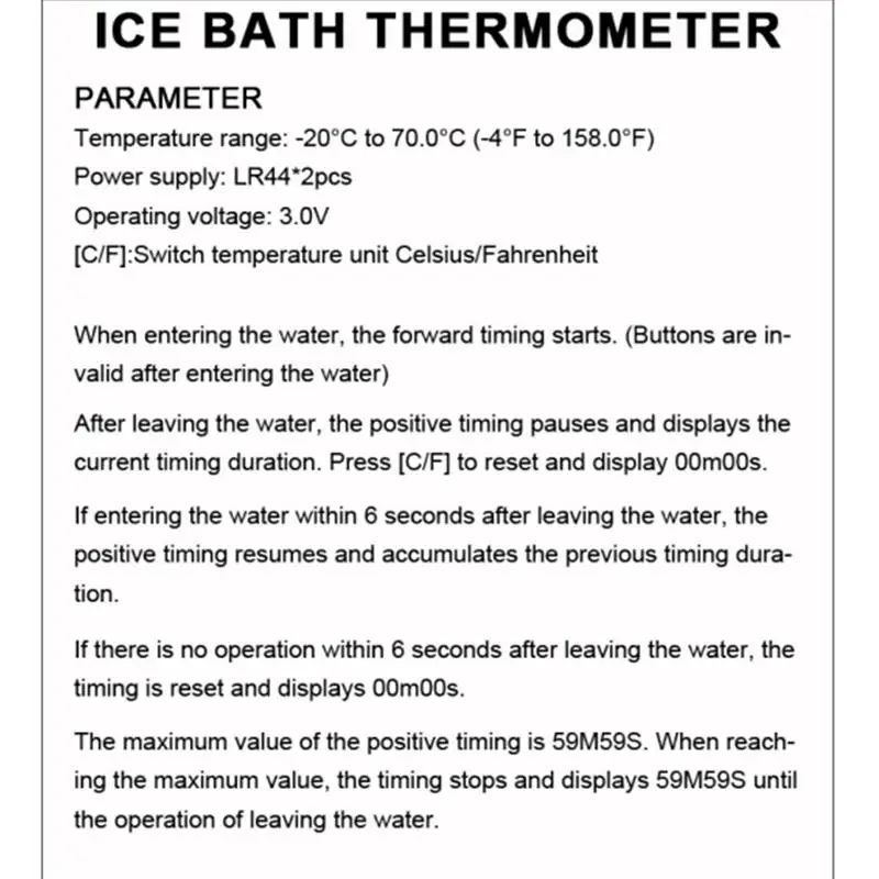 ميزان حرارة حمام الماء مع مؤقت صغير عائم مقاوم للماء حمام الجليد مع شاشة LED يغرق بارد مقاوم للماء