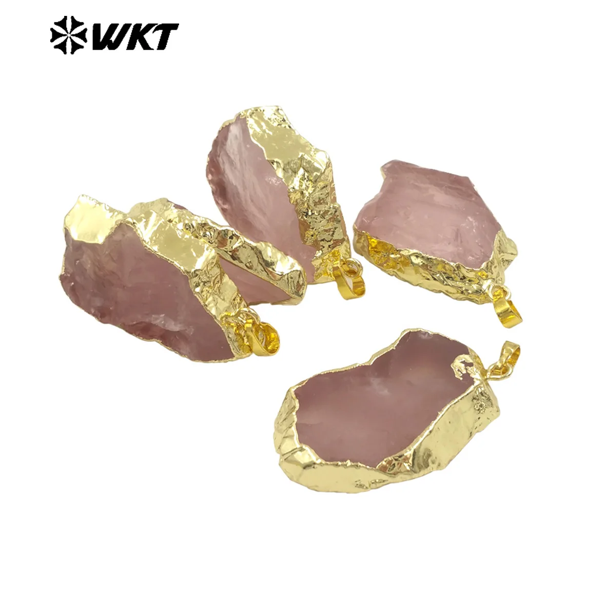 WT-P1988 Wholesale Fashion Randomly Shape Raw Chunky Rose Quartz Stone Pendants For Necklace Making Gemstone Jewelry