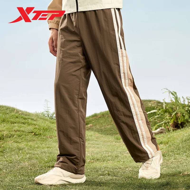 Xtep Woven Trousers For Men 2024 Spring Sweat-Absorbing Classics Men's Sweatpants Leisure Training Outdoor Bottoms 876129980009