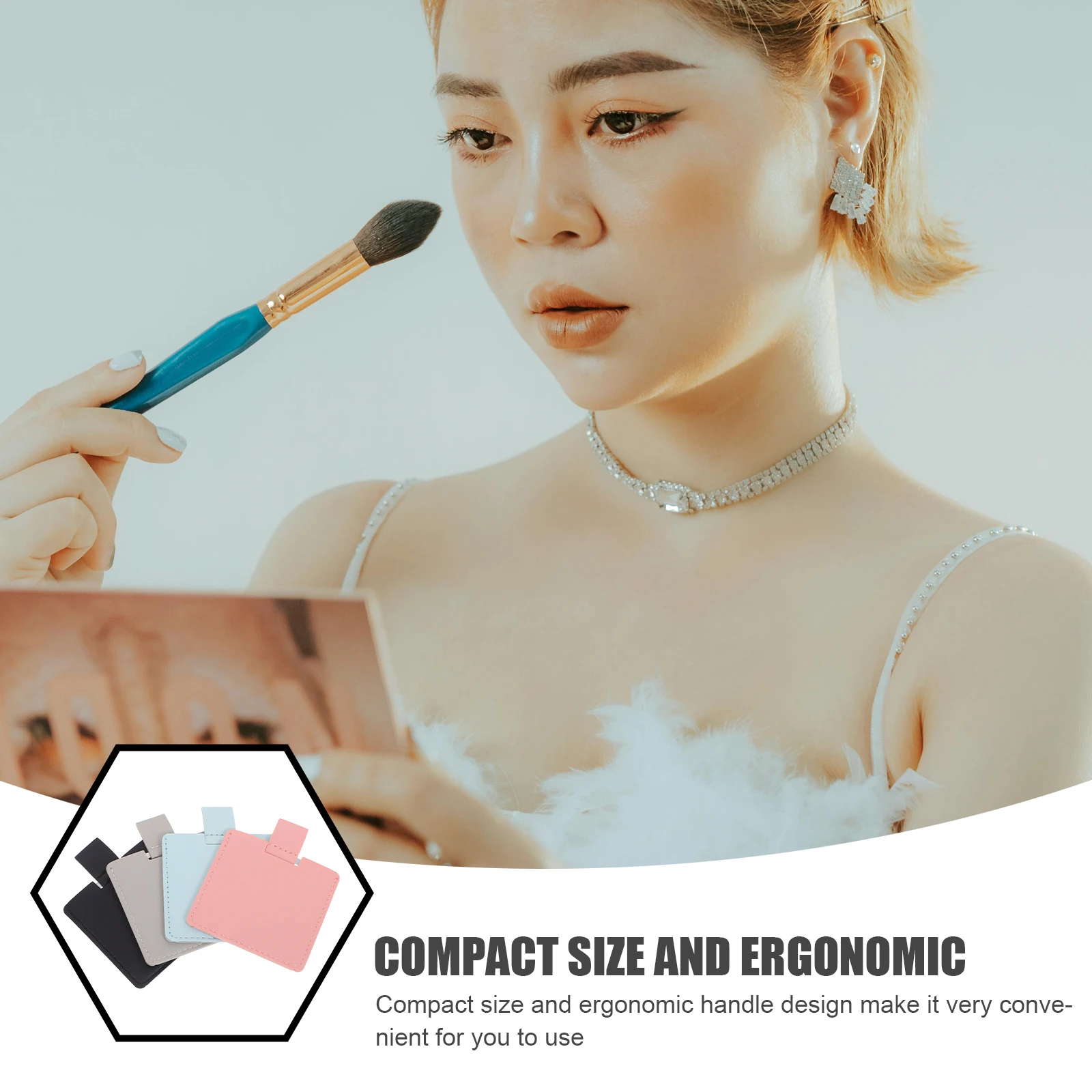 Mini miroir de voyage Compact de maquillage Portable pour femmes, 4 pièces, étui réfléchissant Hd en acier inoxydable Pu, petit miroir de poche