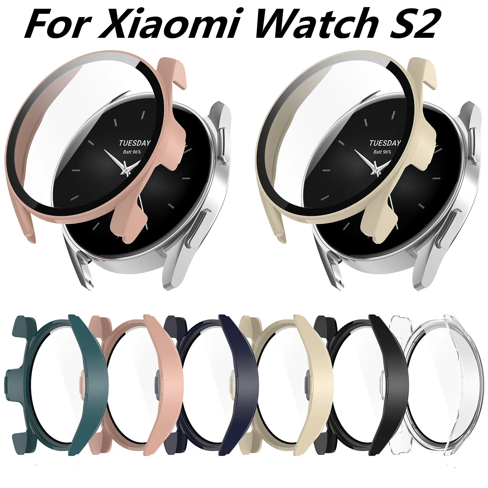 Verre trempé + couvercle pour montre Xiaomi S2, boîtier de protection d'écran antichoc PC, 42mm 46mm, accessoires pour montre Xiaomi série S2 42mm 46mm