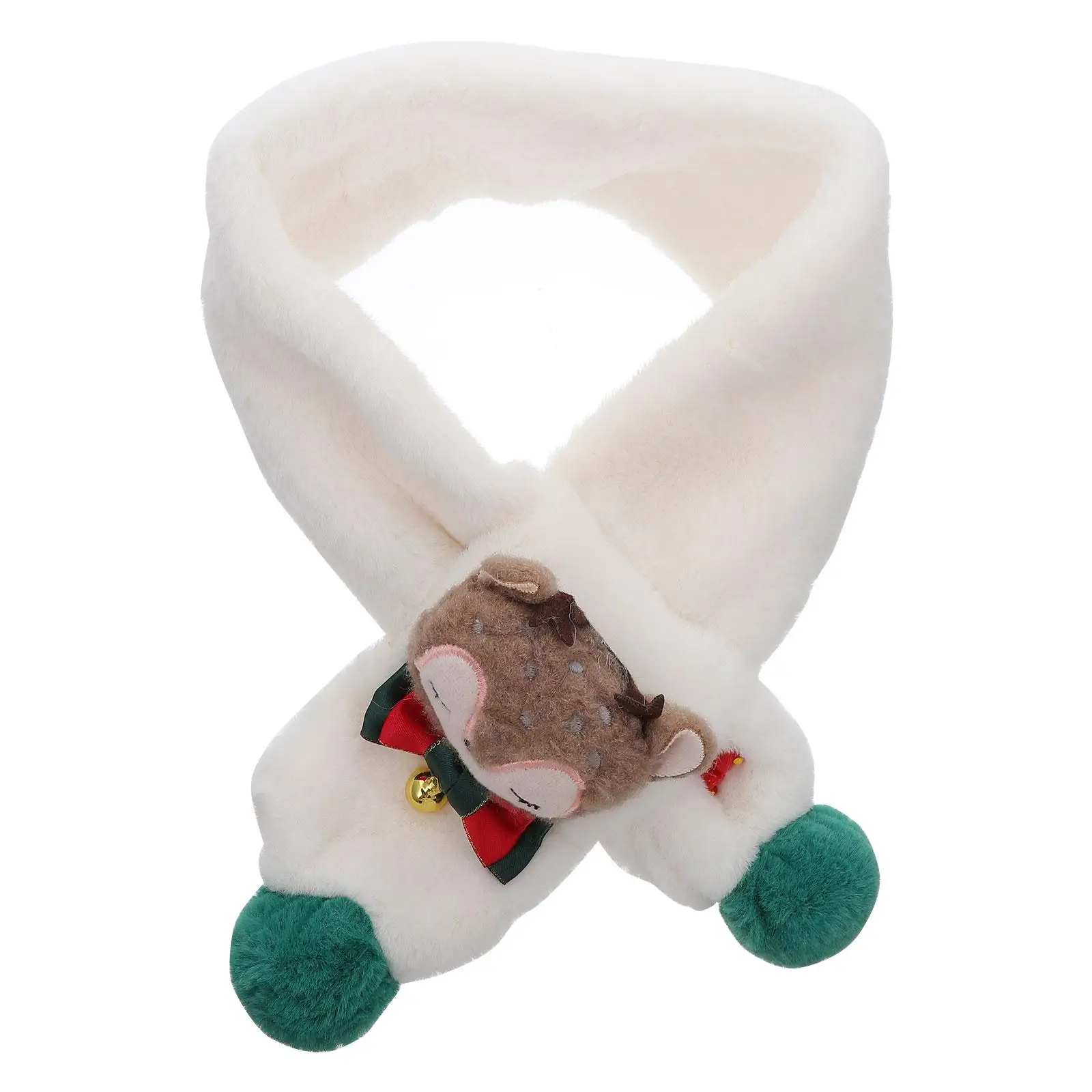Children Kids Foxes Design Warm White Xmas Cartoon Christmas Neck Wrap Accessories Gifts Children Christmas Warm Scarf Kids