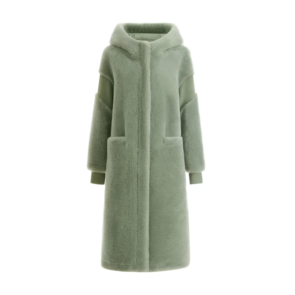 Cappotto lungo americano in lana di agnello con cappuccio nuovo cappotto pesante allentato di alta classe da donna in autunno e inverno 2022