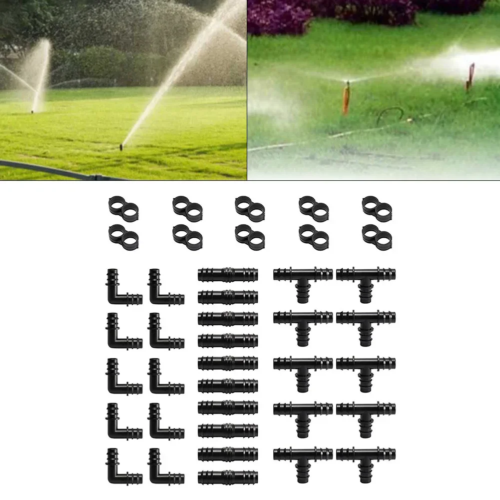 40-piece Set Drip Irrigation 10pcs Couplings 10pcs Elbows 23x15x4cm Black Watering Equipment 1/2\\\