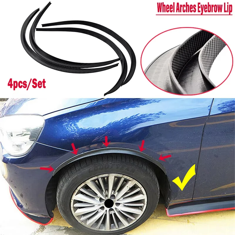 Universal 4PCS Car Body Fender Flares 73cm Rubber Truck Wheel Arches Eyebrow Lip Anti-scratch Strip Sticker Mud Flaps Guard Trim