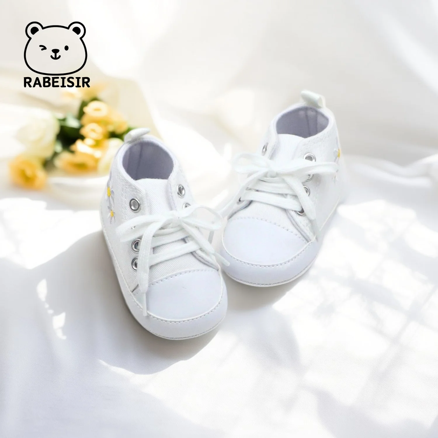 

RABEISIR baby shoes canvas shoes baby walking shoes 6-12-18 months anti slip breathable embroidered flowers