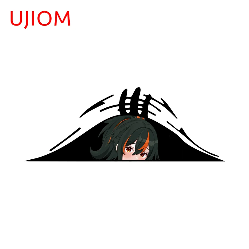 UJIOM Kawaii Zhu Yuan Peeking Wall Sticker Zenless Zone Zero Water Bottle Scratch-Resistant Vinyl Decal Trendy Decor Accessories