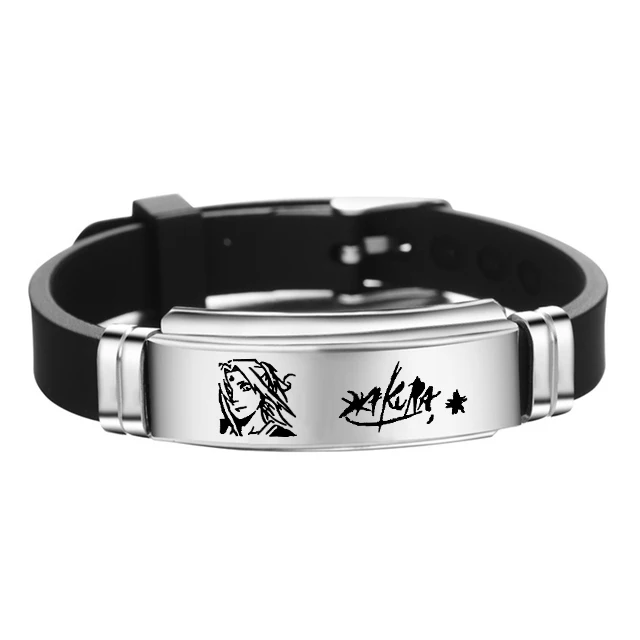 Pulsera ajustable de la serie Anime Naruto, pulsera clásica de acero inoxidable con estampado de Akatsuki, diseño de miembro, regalo de autógrafo