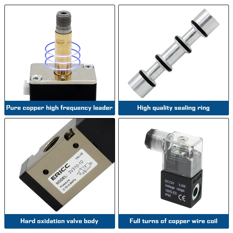 3V310-10-NO Normally Closed Manifold Stations DC 12v 24v AC 110v 220v with Silencer Fitting 3 port 2 position solenoid valve