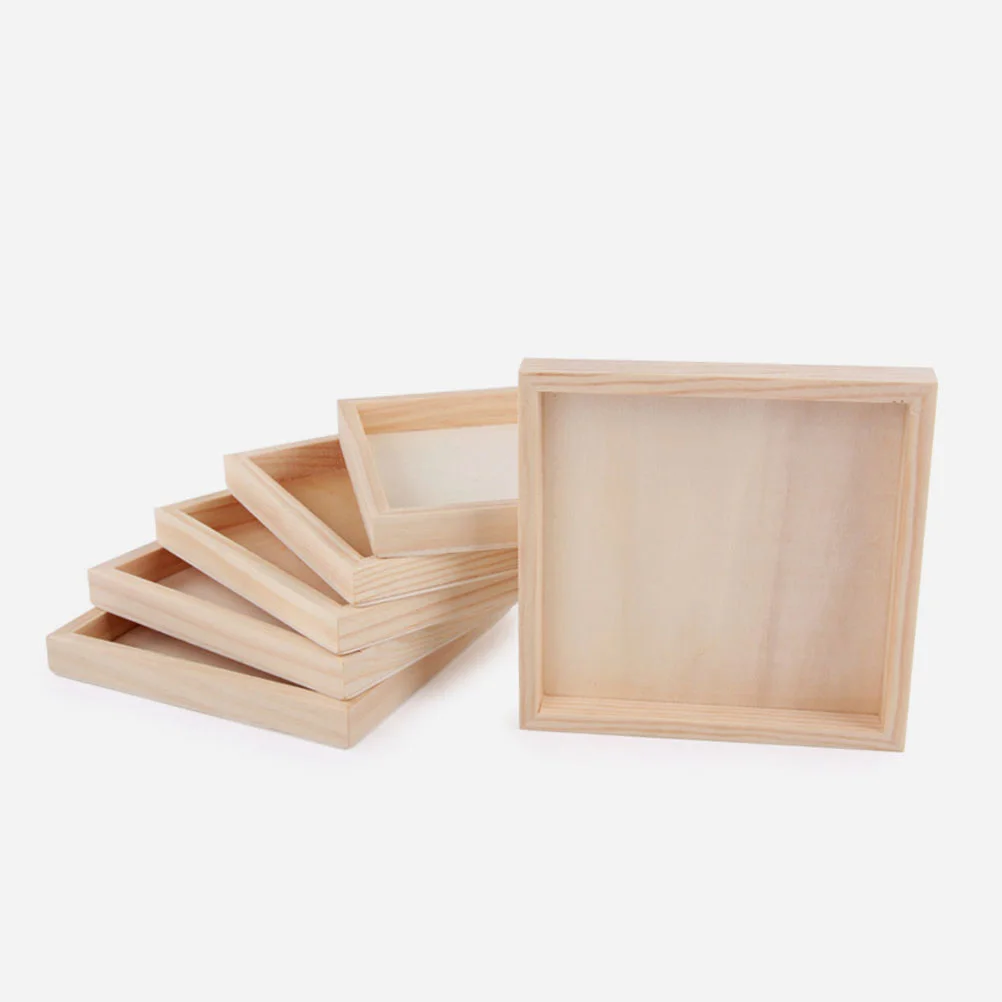 5 Pcs Puzzles Wooden Pallet Square Serving Trays Household Nested for Block Blocks Storage