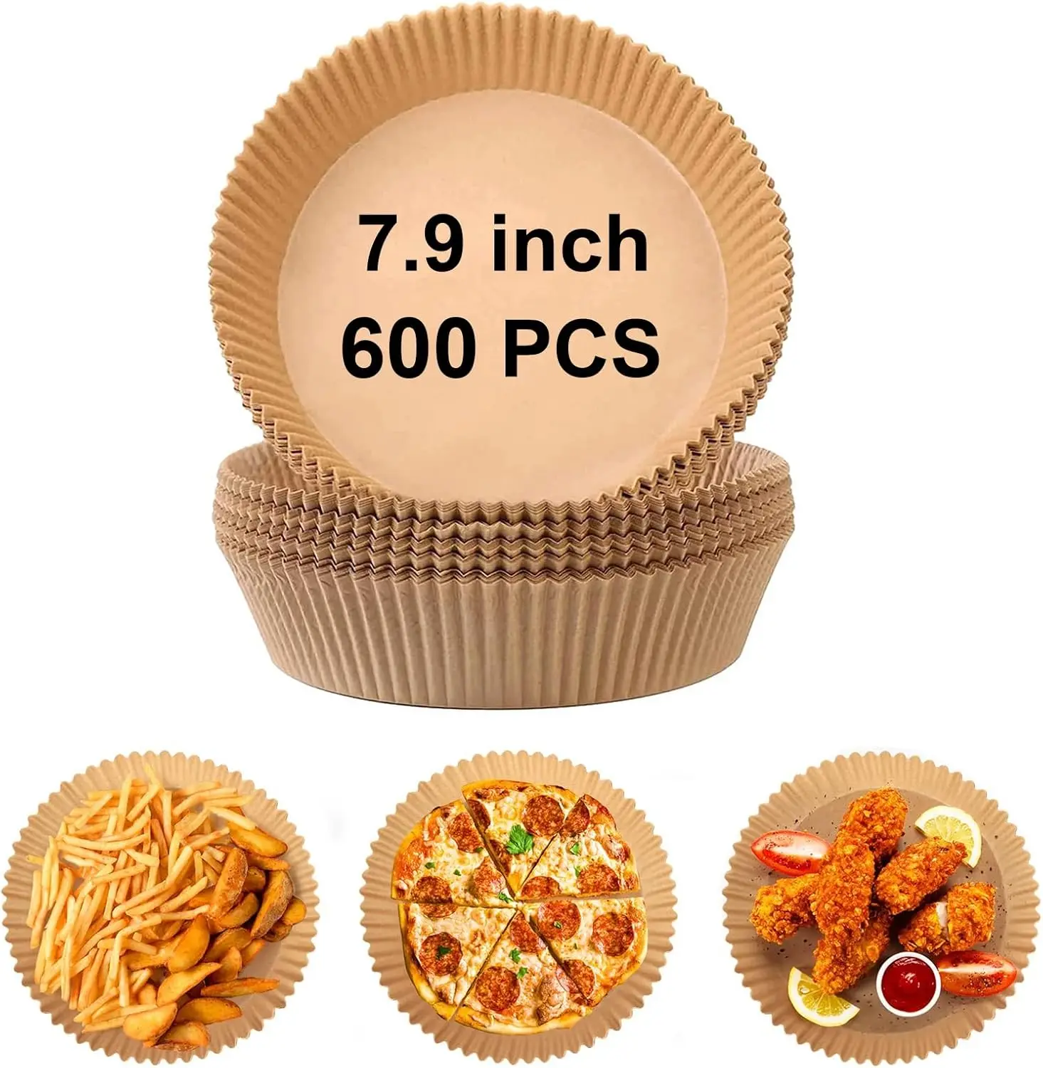 

7.9 Inch Round Air Fryer Baking Paper Liners, Non-Stick Parchment Paper Liners for 5-8QT Airfryer Microwave Oven Frying Pan