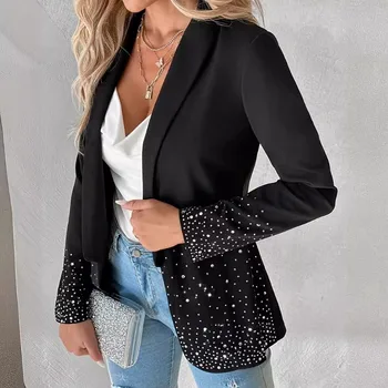 Jaqueta de strass feminina com cintura apertada, blazer personalizado, roupa de primavera e outono, nova, 2024