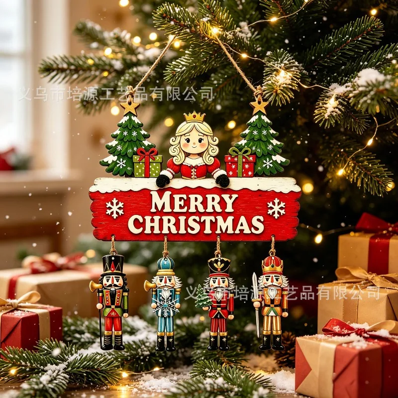 Christmas Pendant Nutcracker Princess Combination Listed Christmas Porch Wooden Pendant