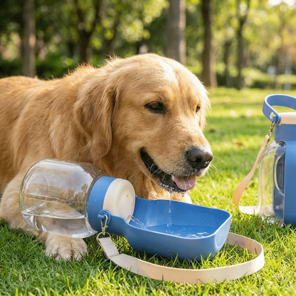 

2 in 1 Design Dog Water Bottle Large Capacity Leak-Proof Pet Drinking Bottle Drinking Feeder Plastic Dog Outing Kettle