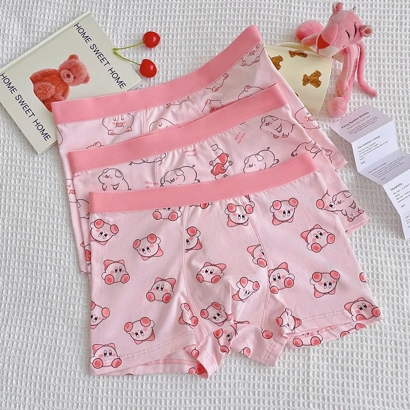 Pink Cute Piggy Flat Leg Pants for Male Adolescents Cartoon Anime Printed Pure Cotton Student Sissy Underwear Shorts