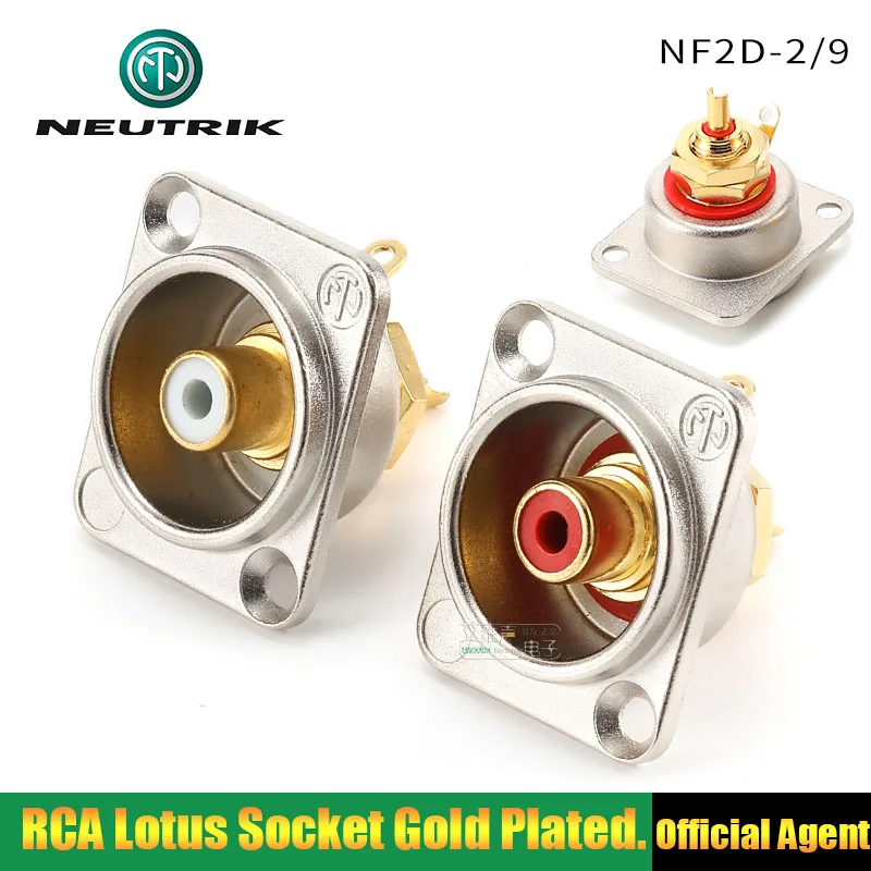 

NEUTRIK Gold Plated RCA Socket NF2D-2 NF2D-9 AV Audio Jack Connector Red/White Base Metal Panel Mount Terminal Chassis