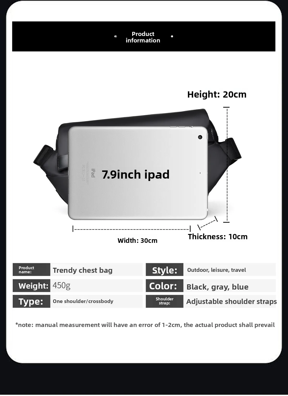 New Minimalist Men's Chest Bag, Multi-functional Casual Outdoor Single-shoulder Bag, Large-capacity Waterproof Crossbody Bag