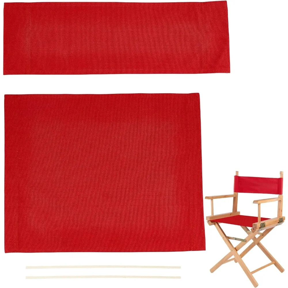 1 Set Chair Replacement Canvas Red Casual Directors Chair Cover Kit Replacement Canvas Seat and Back with Wood Stick Easy