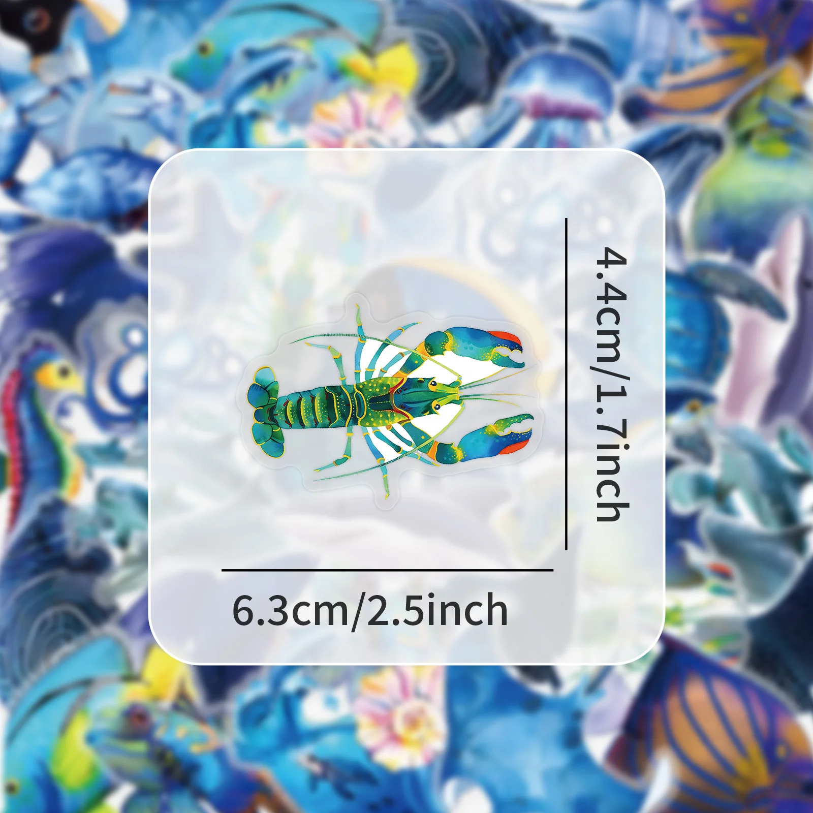 50 Uds. De pegatinas decorativas para taza de agua con dibujos animados de vida marina, Material transparente para mascotas, estrella de mar, tortuga, caballo de mar