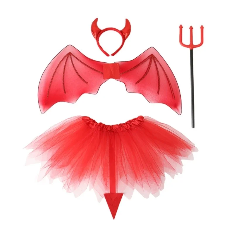 Devil Costumes Devil Horn Headbands,Pitchforks,Devil Wing Tutus Demons Costumes Accessorise for Halloween Cosplays Party