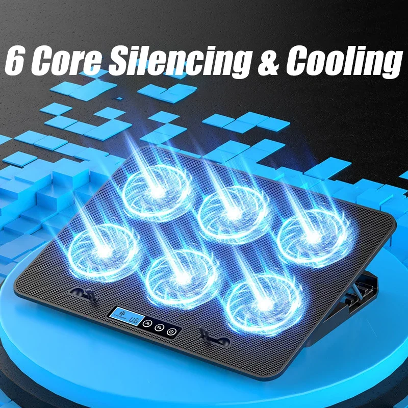 

Portable Laptop Cooling Stand Gaming Rgb Laptop Cooler 2 Usb Ports 6 Fan Gaming Led Light Notebook Cooler for Laptop Macbook