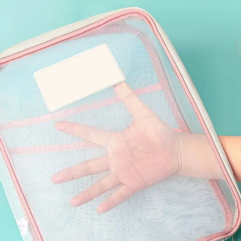 Saco de armazenamento de papel de teste de grande capacidade malha transparente pasta de arquivo saco zíper multi cor papelaria organizador bolsa estudantes