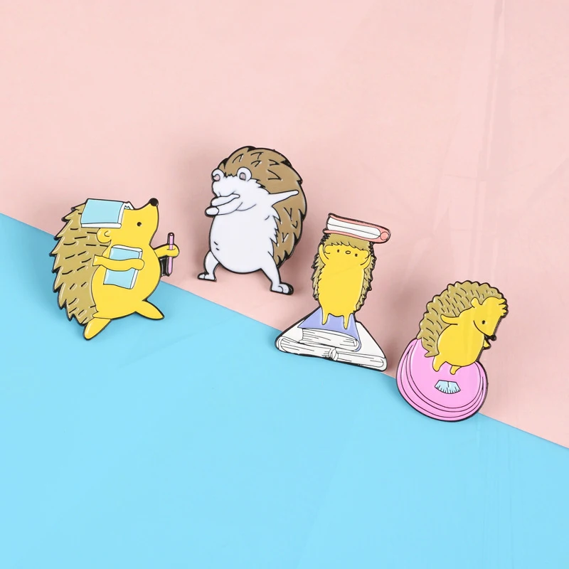 Acquisition Books Love Puzzle Violin Hedgehog Metal Badge Punk Lapel Pins Jewelry Accessories Cute Hedgehog Enamel Pin Flower