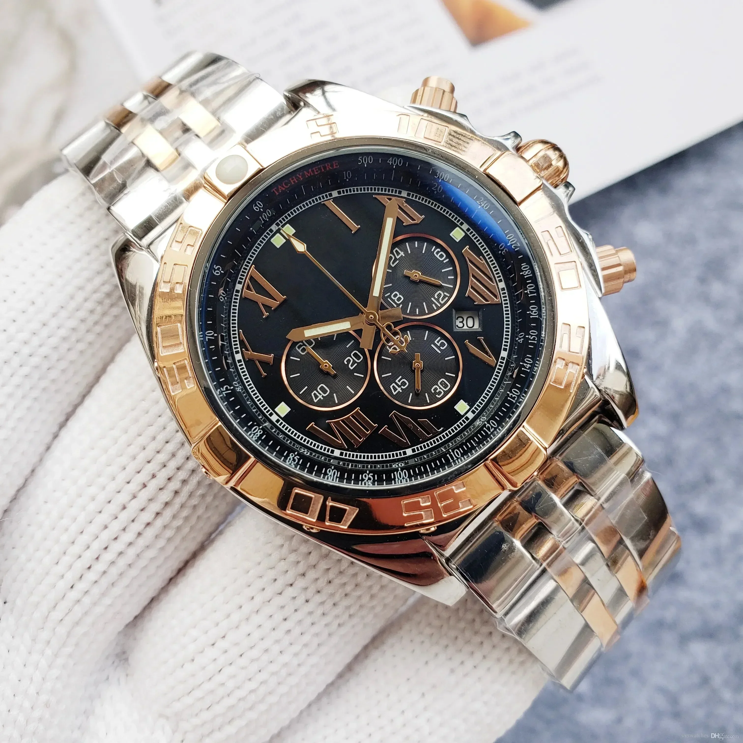 

2026Classic 46mm Mens Quartz Chronograph Watch Aviation Pilot VK63 Movement Watches Stainless Steel Business Wristwatch