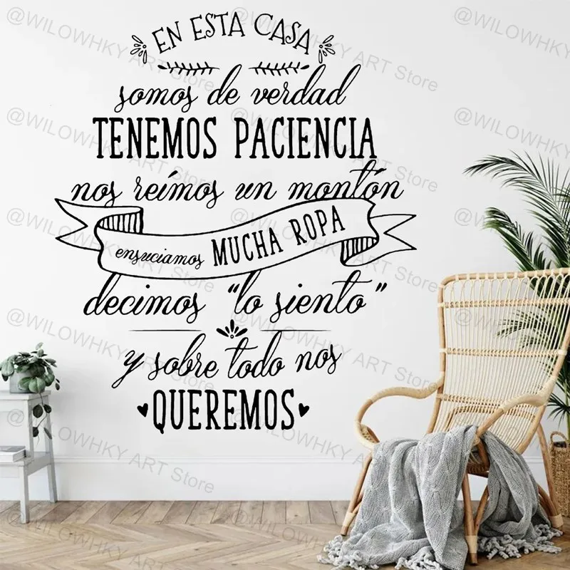 Spanish Vinyl Wall Stickers Depicting Family Rules Values Real Life Attitudes Behaviors Suitable Home Bedroom Living Decoration