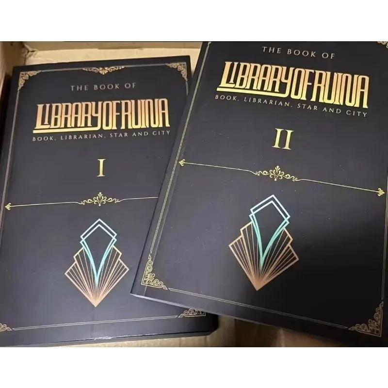 Kolekcja ilustracji z projektu Library of Ruina, inspirowana motywami gry Moon, książka o sztuce, chińskie dzieła sztuki, prezent dla graczy, odznaka, gadżety.